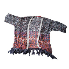 Xhilaration Kimono Womens Large Multicolor Boho Festival Fringe Layering
