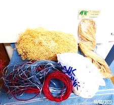 VINTAGE VARIETY LOT OF CRAFTING ITEMS FIBERFILL RAFFIA CORDING DRIED FLORAL