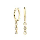 New Triple Diamond Bezel Huggie Hoop Earrings Party Wear Jewelry 14K Yellow Gold