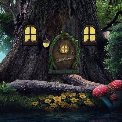 4 Stück GNOME Home Fenster und Tür 14cm Miniature Elf Door Garden Decoration ...