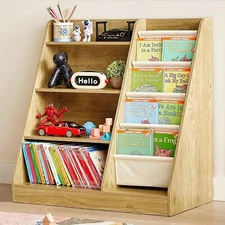 Toy Storage Organizer Kids Bookshelf 4 Tier Wooden Kids Book Shelf Book Rack