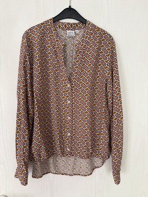 Emily Van Den Bergh Damen Bluse, Neuwertig Langarm, Größe 38 M, Grafischer Print