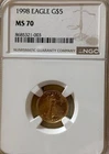 1998  GOLD EAGLE G $ 5 GRADED MS 70 By NGC