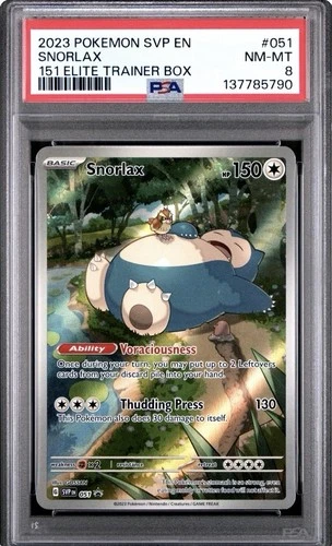2023 POKEMON SVP EN-SV BLACK STAR PROMO 151 ELITE TRAINER BOX #051 SNORLAX PSA 8