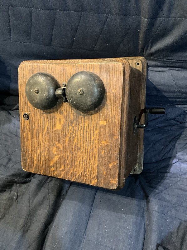 Antique Large 6 Bar Telephone Generator Top Oak Box 1890-1900
