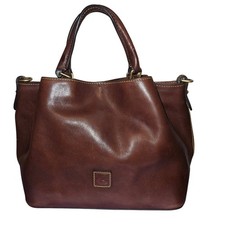Dooney Bourke Chestnut Florentine Leather Barlow Satchel Crossbody Handbag
