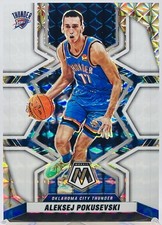 2021-22 Mosaic #190 Aleksej Pokusevski White Fluorescent Prizm SP /25 Thunder