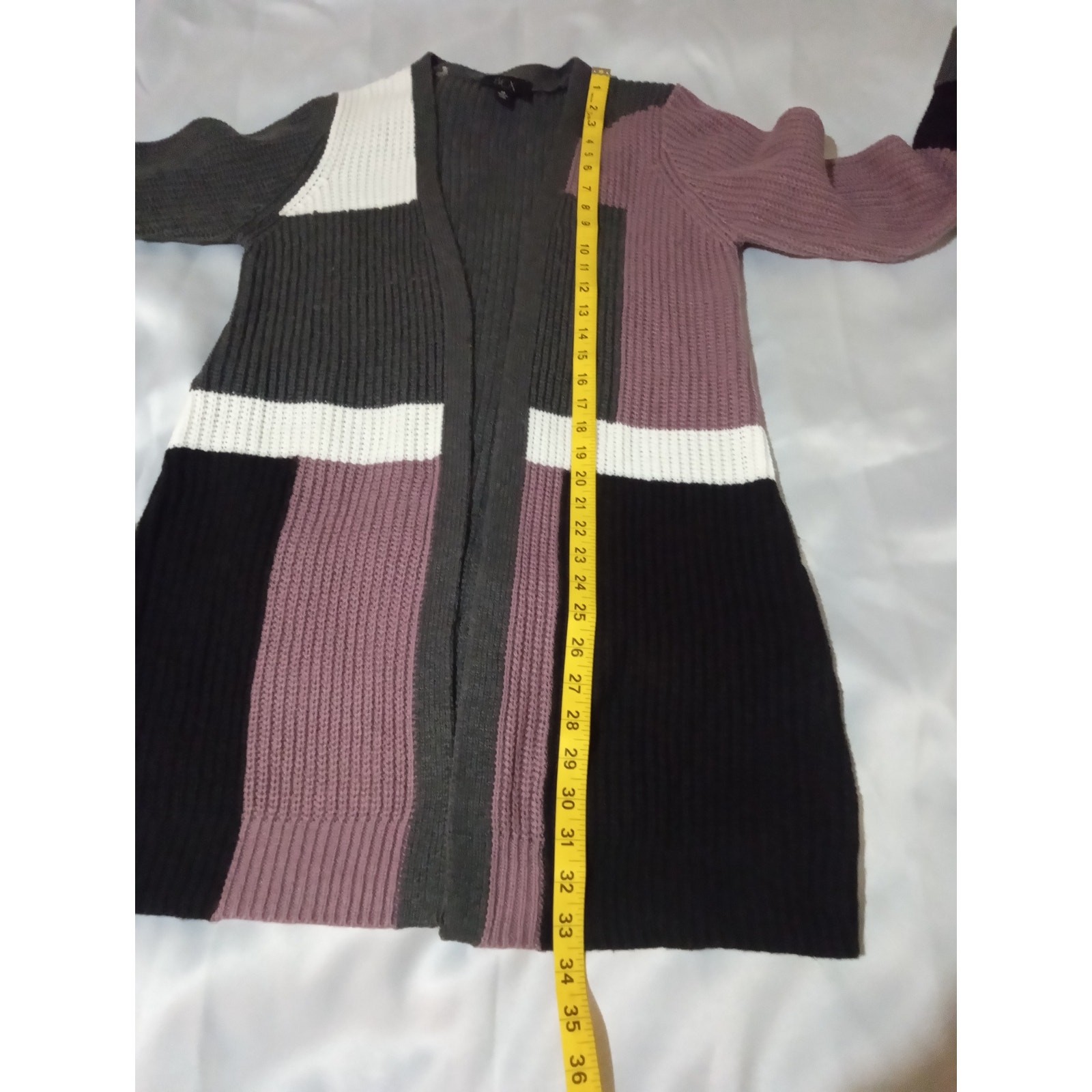 BCX Ribbed Knit Color Block Over Sized Open Front… - image 5