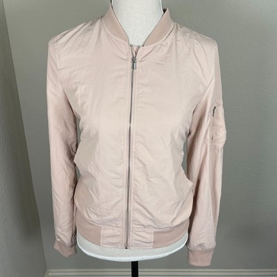 Zara Basic Outerwear Women's Pink Blush Full Zip Bomber Jacket Coat Size Small
