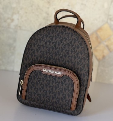美品✨　MICHAEL KORS バッグ リュック　MK ブラウン MICHAEL KORS JAYCEE XS MINI CONVERTIBLE ZIP POCKET BACKPACK MK