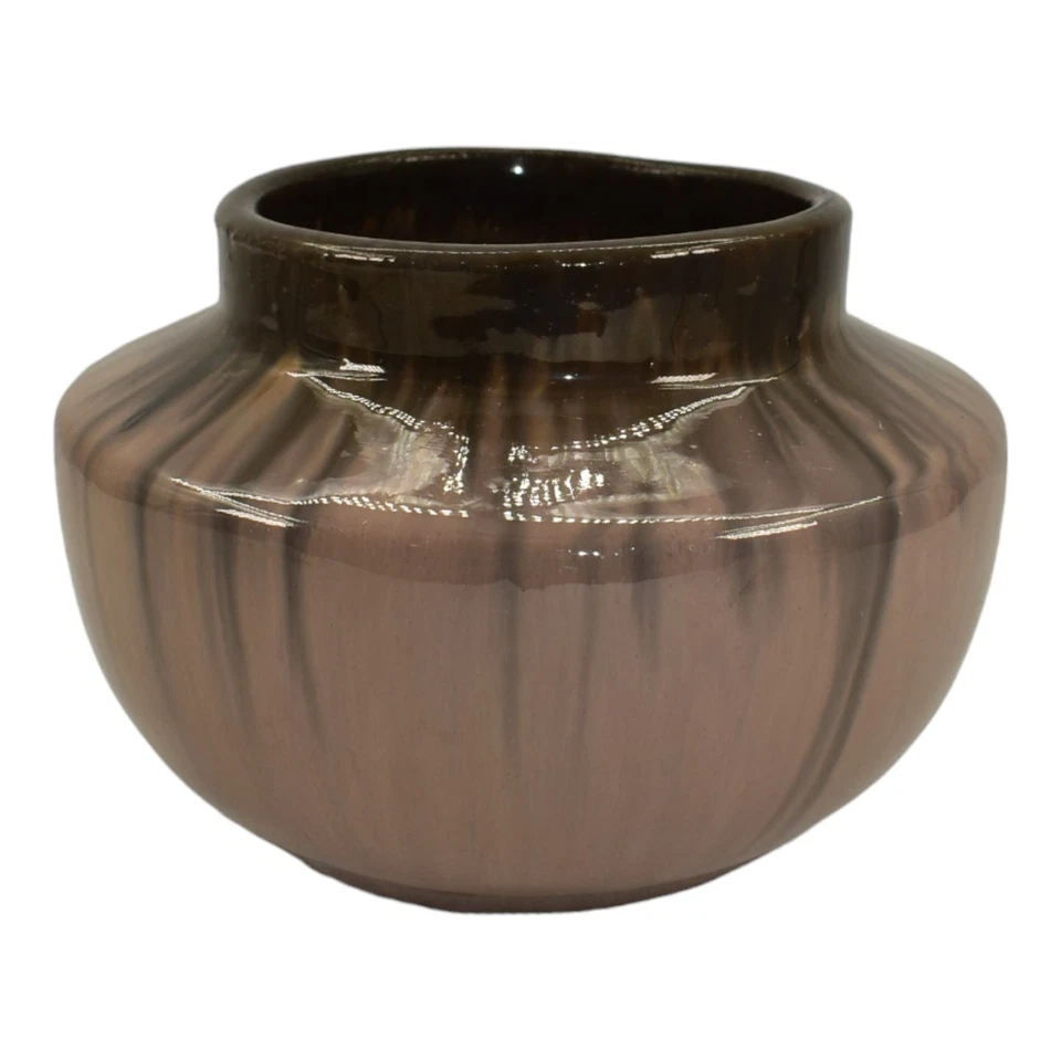 Fulper Prang 1913-17 Arts And Crafts Pottery Cats Eye Flambe Brown Ceramic Vase - Image 2 of 4