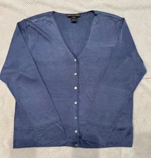 Saks Fifth Avenue Women's Cardigan Sweater 100% Silk Button Front XL long sleeve