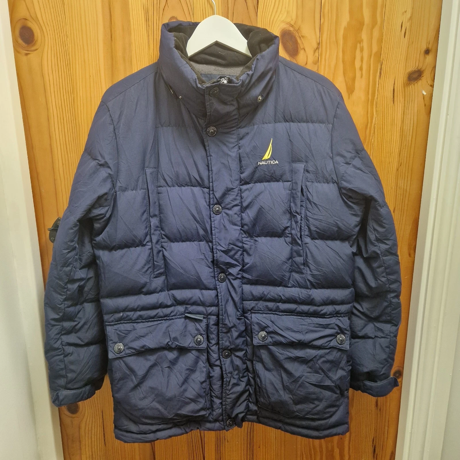 Nautica Maritime Division Down Puffer Jacket Men’s L Navy Winter Coat
