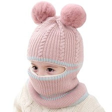 Toddler Winter Hat Baby Balaclava 2 in 1,Fleece Lined Knitted Beanie with Fac...