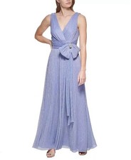 Eliza J Womens Size 12 Periwinkle Bow Detail Sleeveless V-neck Cocktail Dress