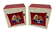 Hallmark QLX7686 Circus Mountain Railroad Motion Ornament Light Sound Set of 2