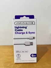 Infinitive Durable 6 Ft USB-C to 8 Pin Cable Charge & Sync White - NEW