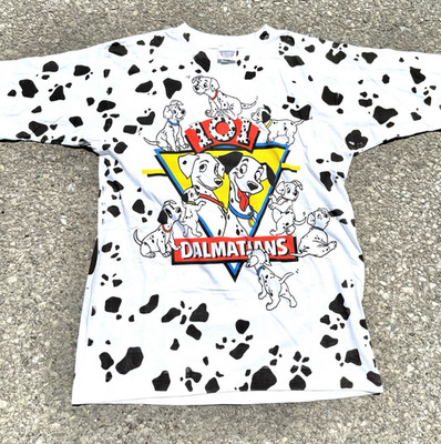 Vintage Disney 101 Dalmatians 90s Crazy AOP All Over Print Movie T Shirt Large