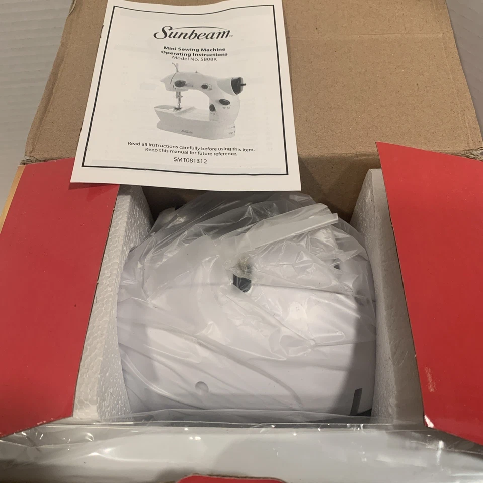 Sunbeam White Mini Sewing Machine With Foot Pedal Model SB08K White - Image 4 of 4