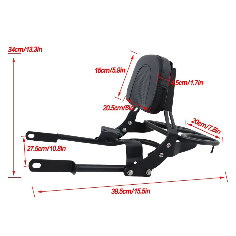 For Bonneville T100 T120/Black Backrest Sissy Bar w/ Luggage Rack 2016-2024 US Foto 2 de 4