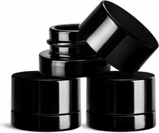 200 Pack 5Ml Thick Black Glass Jars with Black Child Resistant Lids - UV Resis