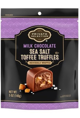   New Private Selection Milk Chocolate Sea Salt Toffee Truffles Wrap 5oz