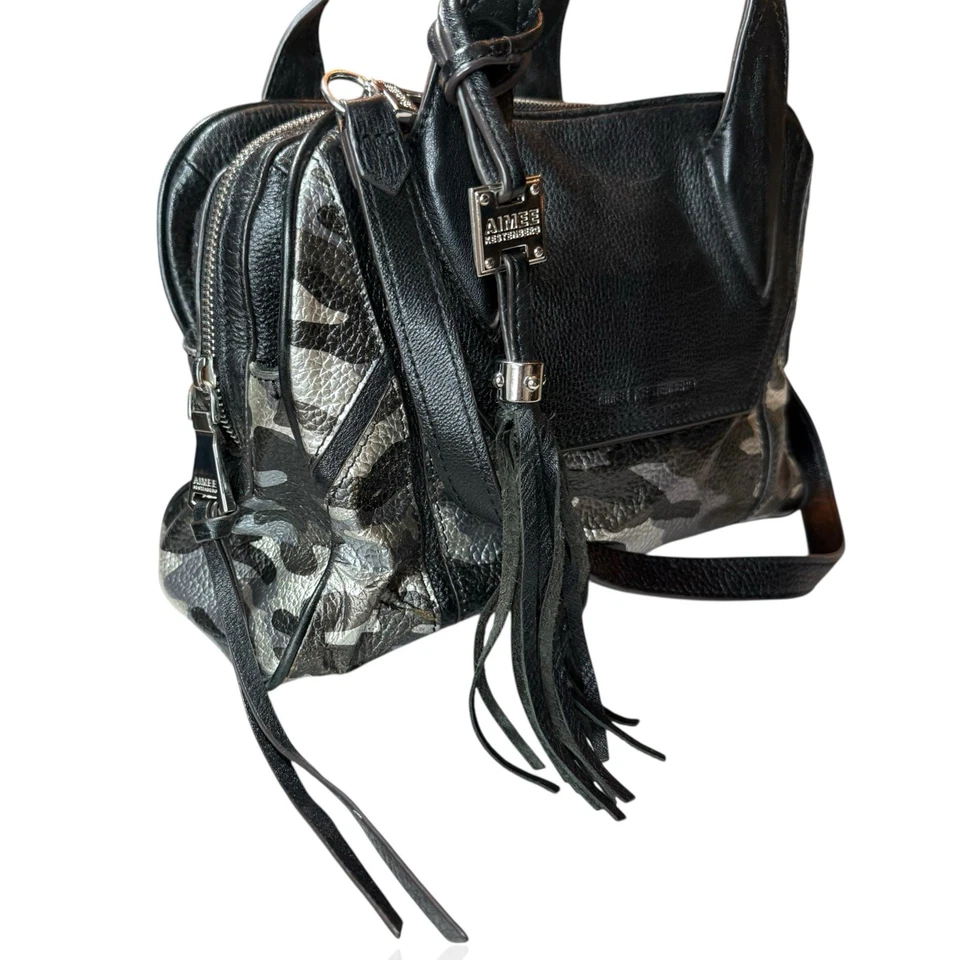 Bolso de Mano Aimee Kestenberg Cuero Mano/Hombro Metálico Camuflaje Negro Diseño Y2K Foto 4 de 4