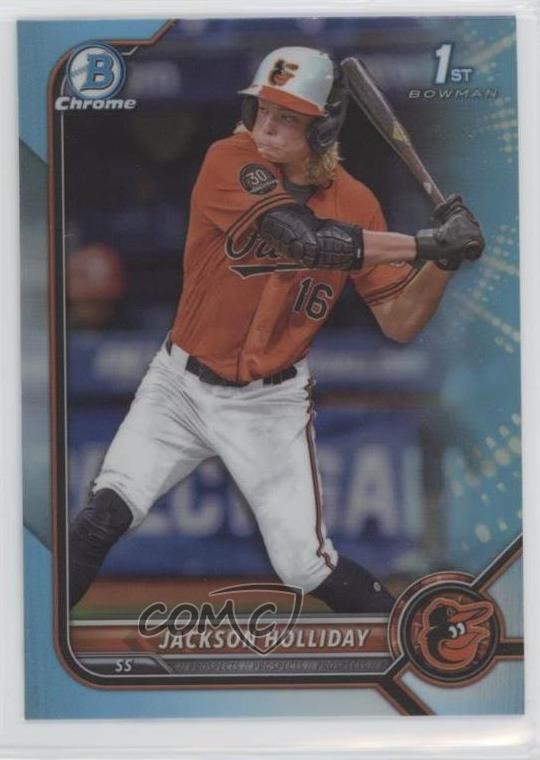 2022 Bowman Draft Chrome Sky Blue Refractor Jackson Holliday #BDC-168 0t9q