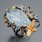 Handmade 17 ct+ Natural Aquamarine Ring 925 Sterling Silver Size 8.5 /R462852