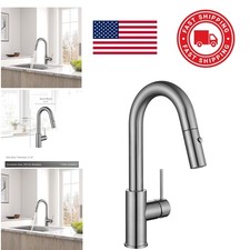 Easy Install Bar Faucet Brushed Nickel Finish with Retractable Pull Down Sprayer