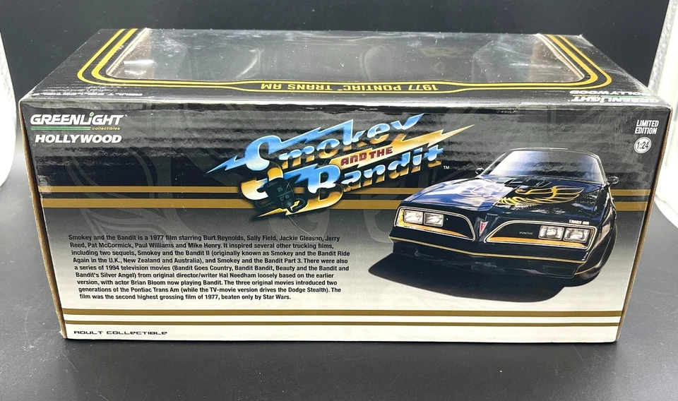 Greenlight Hollywood Smokey Bandit 1977 Pontiac Trans Am Blue Tire Chase 1/24 D4 - Image 3 of 4