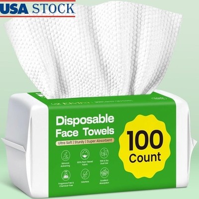 Biodegradable Facial Towels Soft Dual-Sided Cleanser Makeup Remover 100 Count US