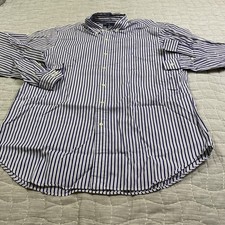Vintage Ralph Lauren Dress Shirt Mens 16.5 Blue Stripe Classic Fit Button Down