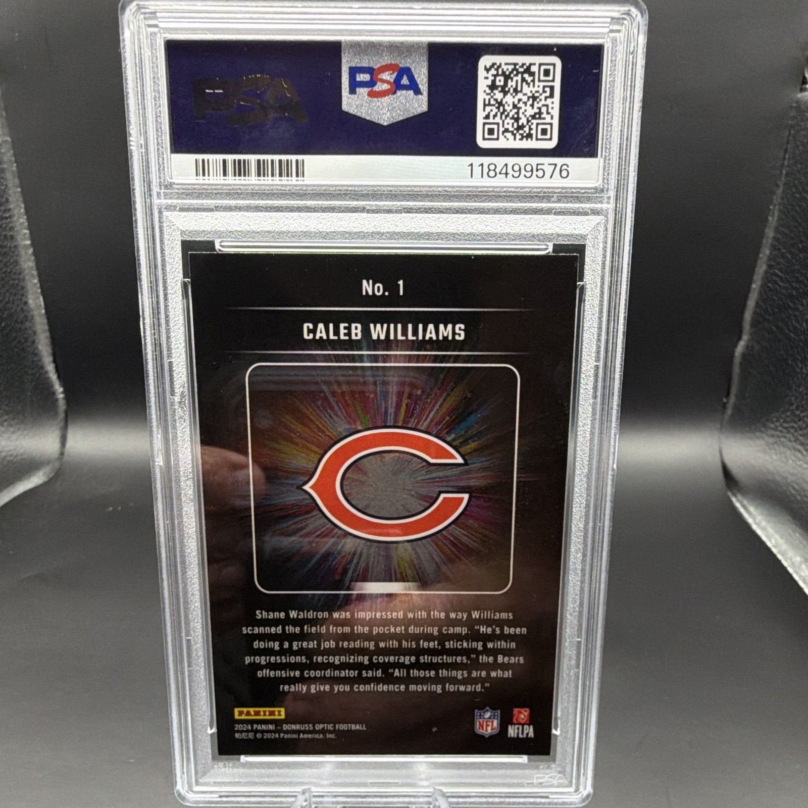 2024 Donruss Optic Caleb Williams Bears Light It Up #1 Rookie PSA 10 view 2
