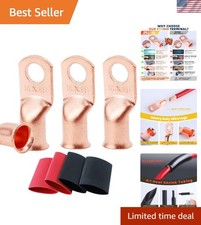 4pcs 1/0 AWG Heavy-Duty Battery Lugs  10pcs Heat Shrink Tubing, Reliable Con...