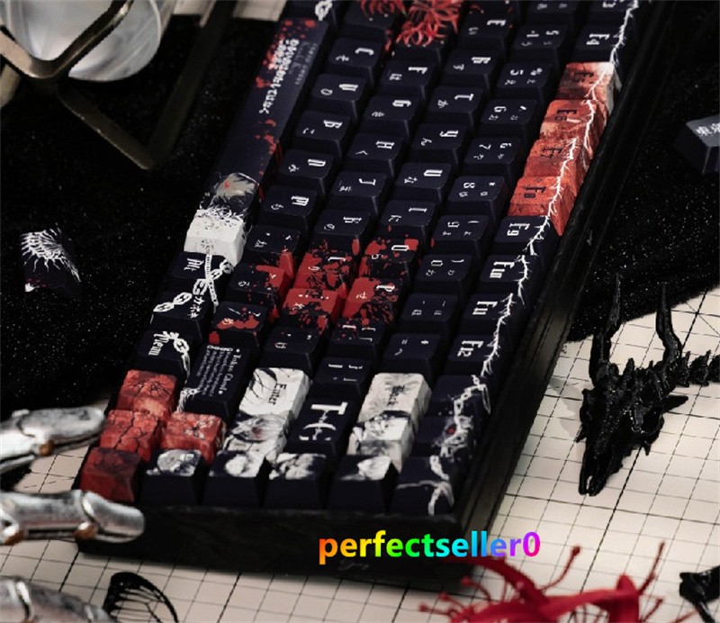 Tokyo Ghoul Kaneki Ken Keycap Side Engraved PBT Cherry MX 129 Keys