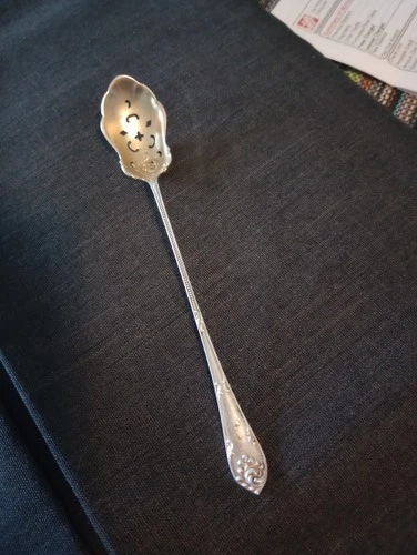 Rustic by Towle Sterling Silver Olive Spoon GW Pierced Long Original 7 1/4"