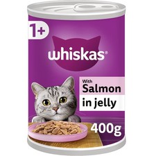 Whiskas 1+ Salmon in Jelly Pack of 12 x 400 g Cans, Adult Cat Wet Food 5.34 per kilo