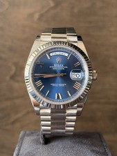 Rolex Day-Date 40 Blue Bevelled Roman Dial on President 228239 Card 2023