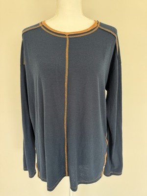 Hem & Thread Large Lightweight Long Sleeve Blue & Orange
