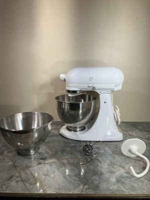 KitchenAid White Stand Mixer 10-Speed KSM103 300Watts 2 Bowls, 2 Attachments