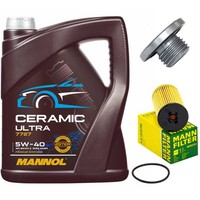 MotoröL Filter Set Mannol 5W-40 5 Liter + Schraube FüR Chevrolet Opel Astra Saab