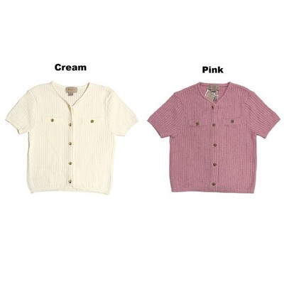 French Connection Women's Short Sleeve Textured Knitted Cardigan Sweater