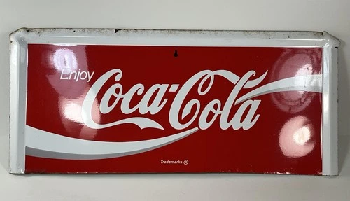 ENJOY COCA COLA SIGN Metal Part 20" x 8 3/4" used some wear vintage
