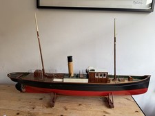 Exceptional Scratch Built Model Edwardian Steamer Yacht RC Engine Wood 115 cm