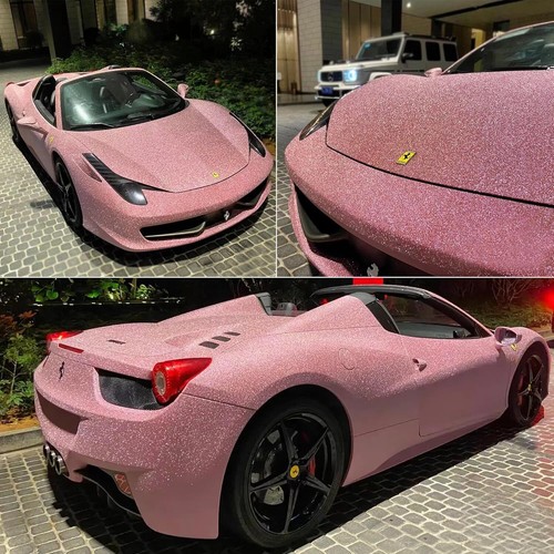 Glitter Diamond Pink Vinyl Wrap Ultra Shiny Pink Car Wrap Film Roll Body Film - Picture 3 of 13