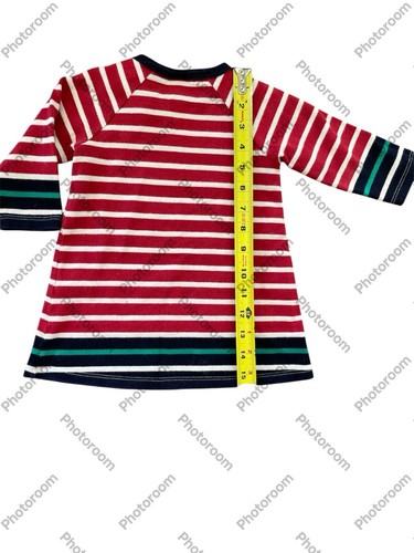 Petit Bateau EUC Red/Ivory/Navy/Green Stripe Cotton Knit Long Sleeve Dress-12Mos - Picture 6 of 6