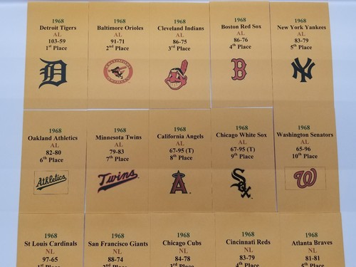 1968 Strat-O-Matic Baseball Printed Storage Envelopes with Stats and Team Logo - Picture 2 of 6