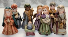 Kurt Adler Christmas Nativity 8 Piece Set Figures Baby Jesus Kings Angel Ceramic