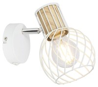 Globo Luise Wandleuchte Strahler Spot Wandlampe Metall Weiß Holzoptik 12 X 16 Cm